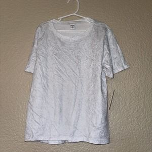 Harper Canyon Girls Short Sleeve Tee White & Silver Hologram Metallic NWT (A83)